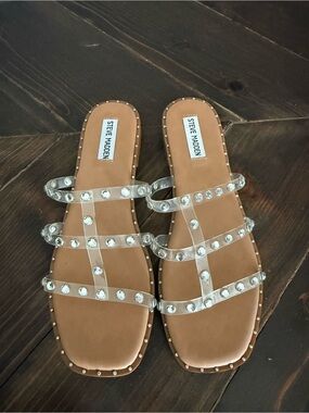 Steve Madden Clear Studded Sandals Size 9